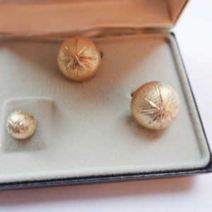 Vintage Gold Cufflinks and Tie Pin In Original Box